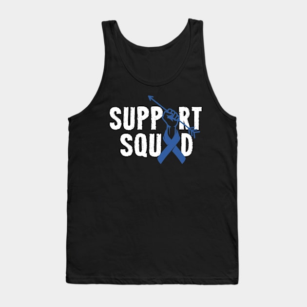 Support Squad Colorectal Cancer Awareness CRC Blue Ribbon Tank Top by ArtedPool